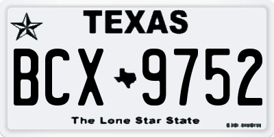 TX license plate BCX9752