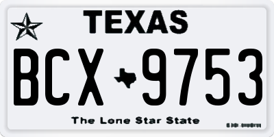 TX license plate BCX9753