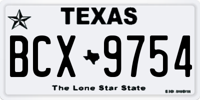 TX license plate BCX9754