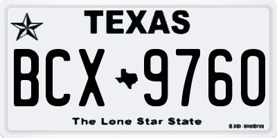 TX license plate BCX9760