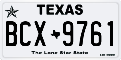 TX license plate BCX9761