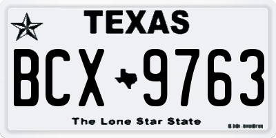 TX license plate BCX9763