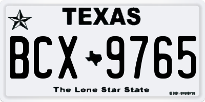 TX license plate BCX9765