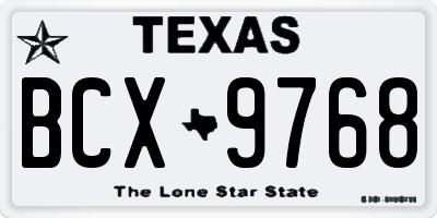 TX license plate BCX9768