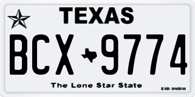 TX license plate BCX9774