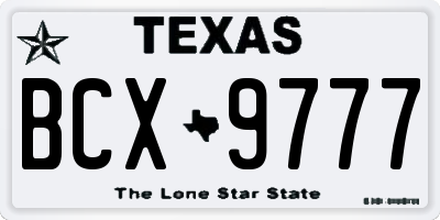 TX license plate BCX9777