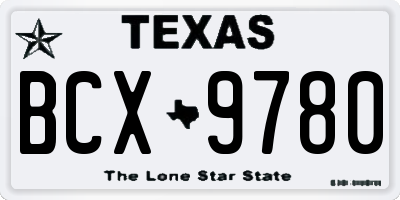 TX license plate BCX9780