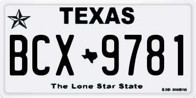 TX license plate BCX9781