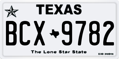 TX license plate BCX9782