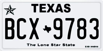 TX license plate BCX9783
