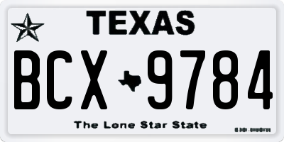 TX license plate BCX9784