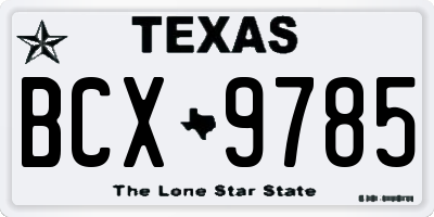 TX license plate BCX9785