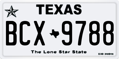 TX license plate BCX9788