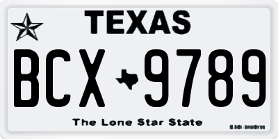 TX license plate BCX9789