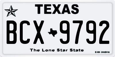 TX license plate BCX9792