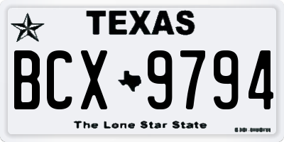 TX license plate BCX9794