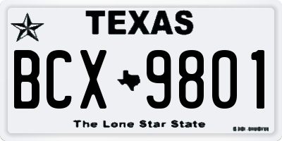 TX license plate BCX9801