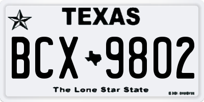 TX license plate BCX9802