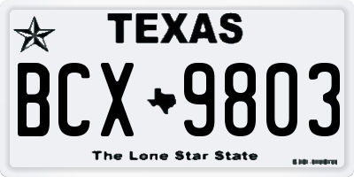TX license plate BCX9803