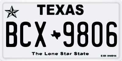 TX license plate BCX9806