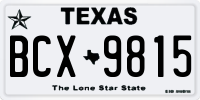 TX license plate BCX9815