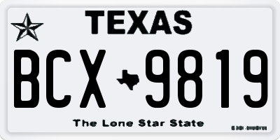 TX license plate BCX9819