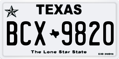 TX license plate BCX9820