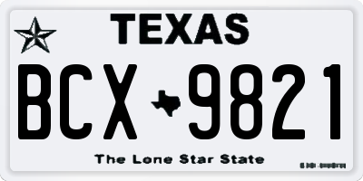TX license plate BCX9821