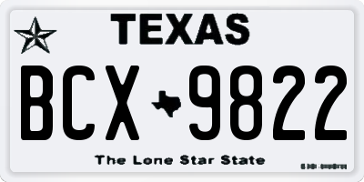TX license plate BCX9822