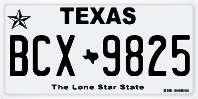 TX license plate BCX9825