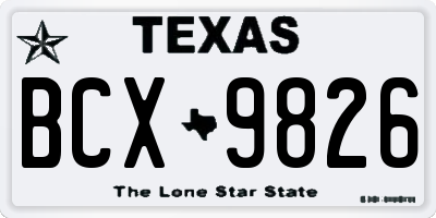 TX license plate BCX9826