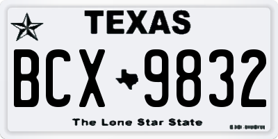 TX license plate BCX9832