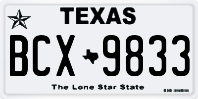 TX license plate BCX9833