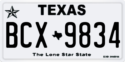 TX license plate BCX9834