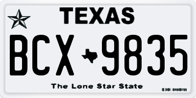 TX license plate BCX9835