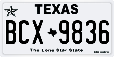 TX license plate BCX9836