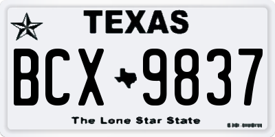 TX license plate BCX9837