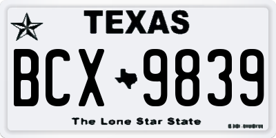 TX license plate BCX9839