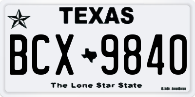 TX license plate BCX9840