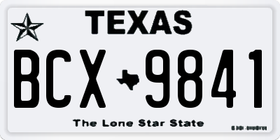 TX license plate BCX9841