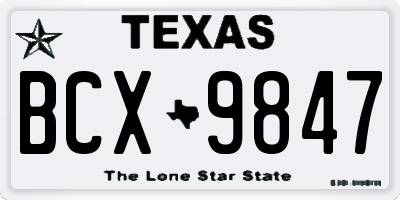 TX license plate BCX9847