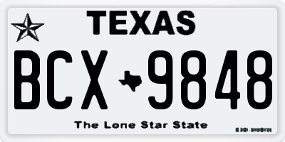 TX license plate BCX9848