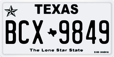 TX license plate BCX9849