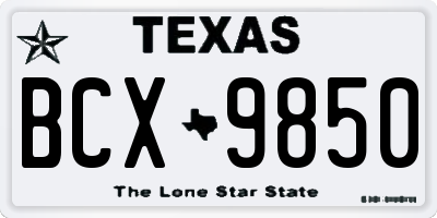 TX license plate BCX9850