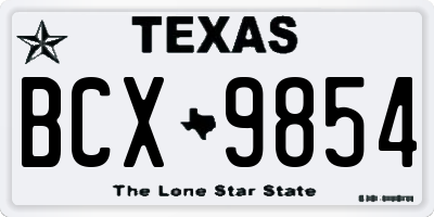 TX license plate BCX9854