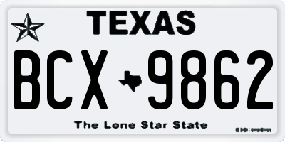 TX license plate BCX9862