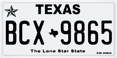 TX license plate BCX9865