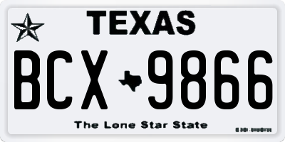 TX license plate BCX9866