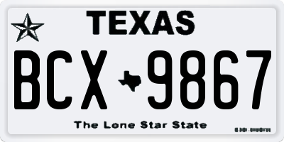 TX license plate BCX9867