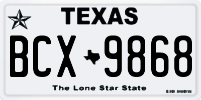 TX license plate BCX9868
